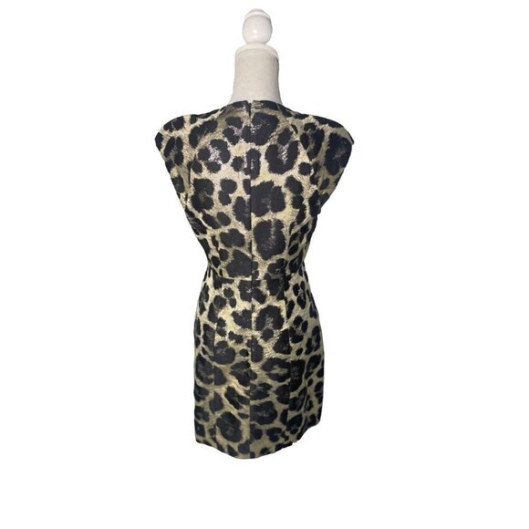 Tibi Animal Print Metallic Mini Dress Gold and Black Womens Size 6 - Picture 5 of 6